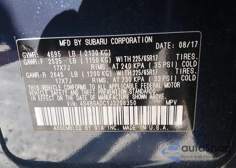 2018 Subaru Outback 2.5I Premium z USA, uszkodzony, nr VIN 4S4BSADC1J3208350